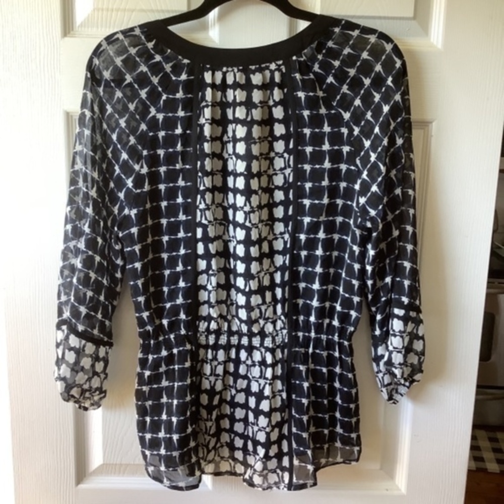 Calvin Klein Black Blue‎ and White Blouse Size Small - Picture 2 of 3